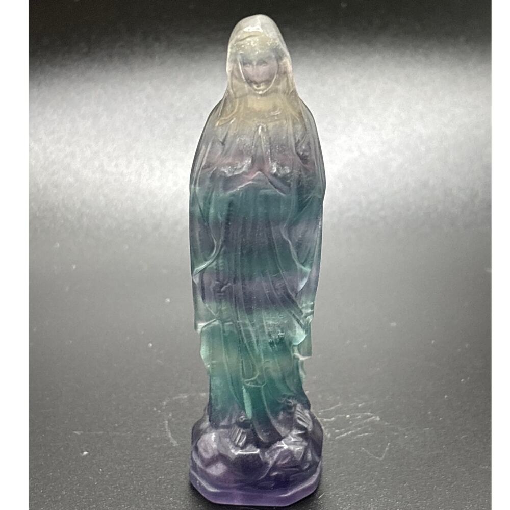 Rainbow Fluorite Virgin Mary Statue